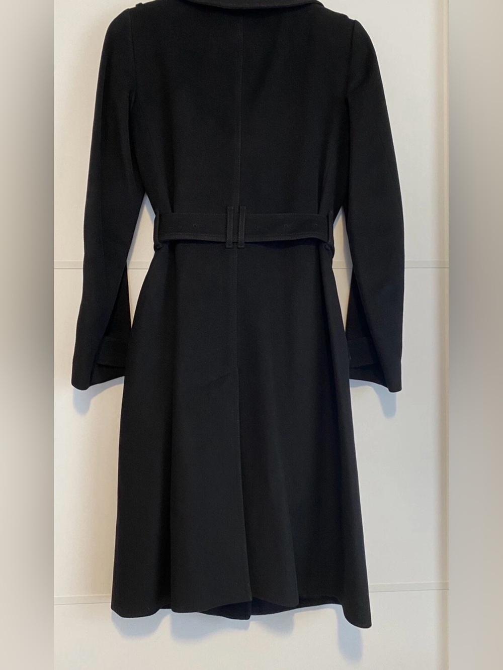 Burberry London Classic Black Wool / Cashmere Belted Trench Coat Size 12 - Picture 3 of 13